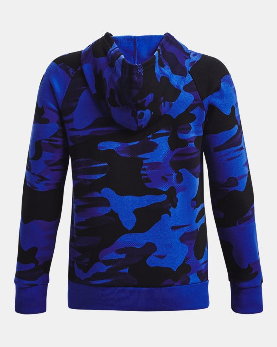 Boys' UA Rival Fleece Printed Hoodie, Blue, pdpMainDesktop image number 1